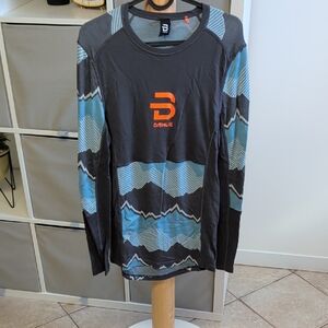 DAEHLIE Men's Gray and Blue Long Sleeve Shirt Wool Base layer